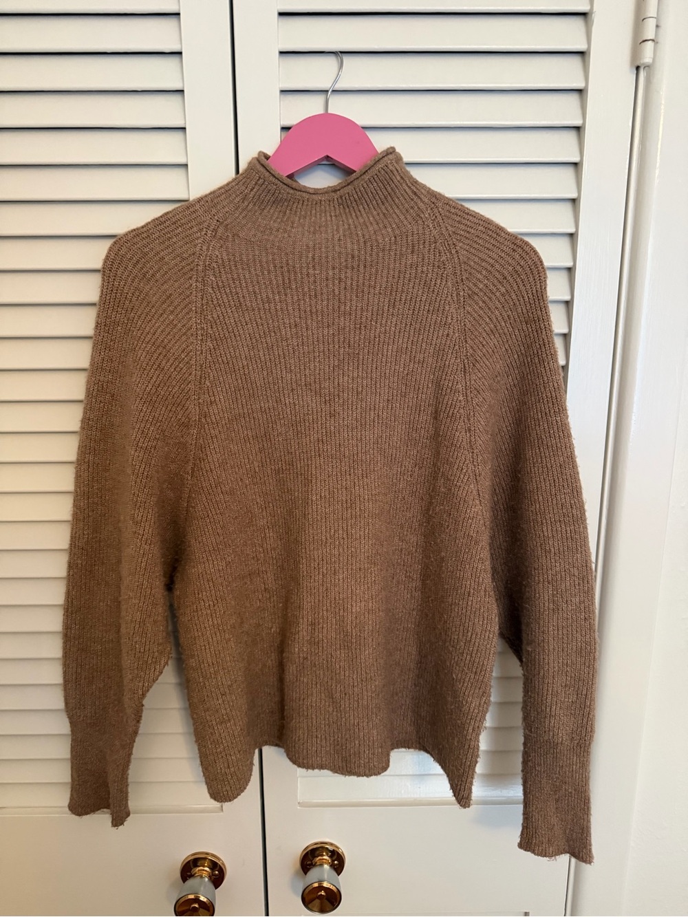EXPRESS Brown Mocha Mock Neck Relaxed Knit Sweater XS